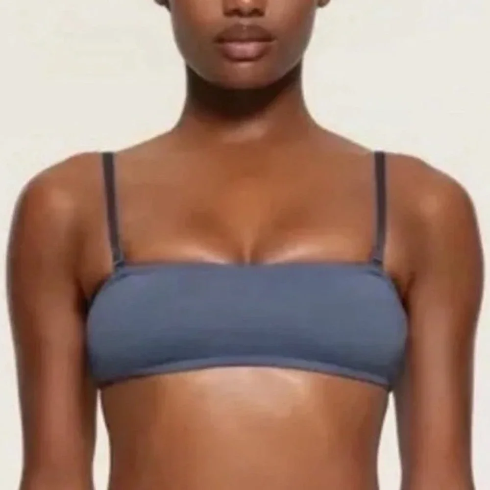 SKIMS Swim Micro Bandeau Bikini Top in Medium Denim Wash, Womens Size 3XL (XXXL)